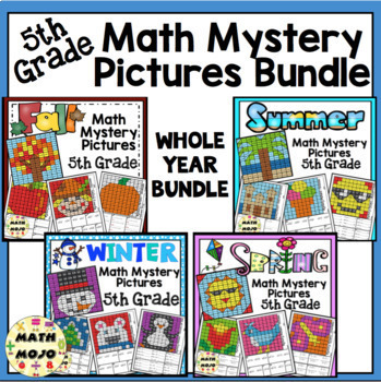 Preview of 5th Grade Math Mystery Pictures: Whole Year Bundle