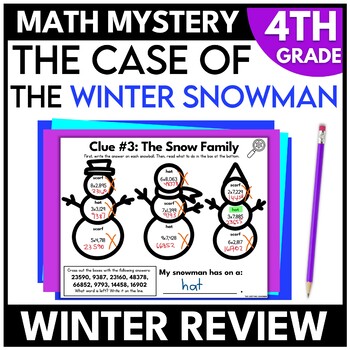 Preview of 4th Grade Winter Math Mystery Escape Room Fourth Grade Snow Day Activities