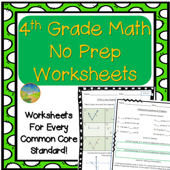 4th Grade Math NO PREP Worksheets by Pathway 2 Success | TPT