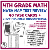 4th Grade Math NWEA Map Test Review 40 Task Cards | Growth Mindset Phrase