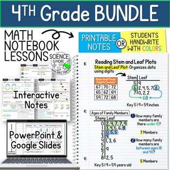 Preview of 4th Grade Math Notebook Bundle (PowerPoint & Slides Lessons, Interactive Notes)