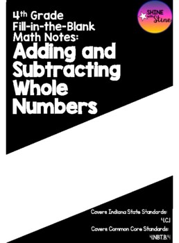 Preview of 4th Grade Math Notes: Addition and Subtraction to the Millions (PDF)