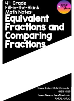 Preview of 4th Grade Math Notes: Equivalent Fractions and Comparing Fractions (PDF)