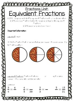 4th Grade Math Notes: Equivalent Fractions and Comparing Fractions (PDF)