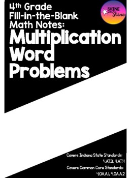 Preview of 4th Grade Math Notes: Multiplication Word Problems (PDF)