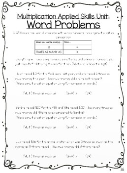 4th grade math notes multiplication word problems pdf