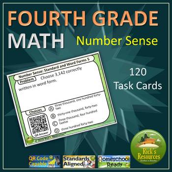Preview of 4th Grade Math Number Sense Task Card Kit Distance Learning Homeschool Ready