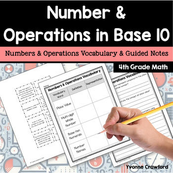Preview of 4th Grade Math | Numbers & Operations Vocabulary with Guided Notes