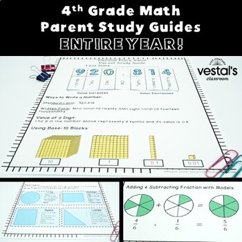 Preview of 4th Grade Math Parent Study Guides- ENTIRE YEAR !