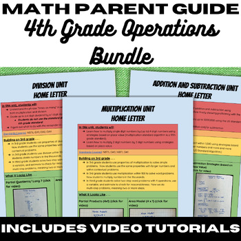 Preview of 4th Grade Math Parent Support Guide - Operations Bundle