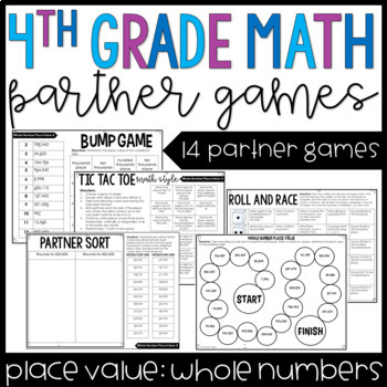 Preview of 4th Grade Math Partner Games | Whole Number Place Value