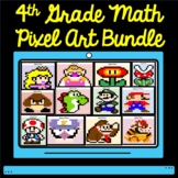 4th Grade Math Pixel Art BUNDLE Super Mario / Minecraft My