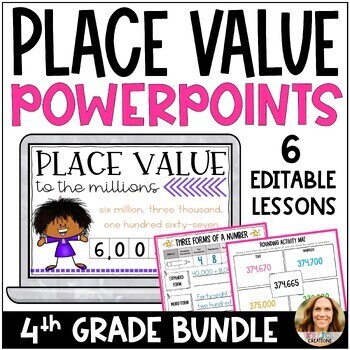 Preview of 4th Grade Math Place Value BUNDLE - Editable PowerPoint Lessons and Activities