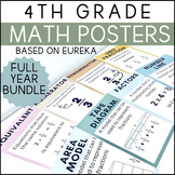 4th Grade Math Posters BOHO Bundle - FULL YEAR - Based on Eureka