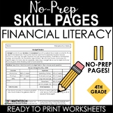 4th Grade Math Practice Worksheets - Personal Financial Literacy