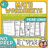 4th Grade Math Practice Worksheets To Last ALL Year- Place