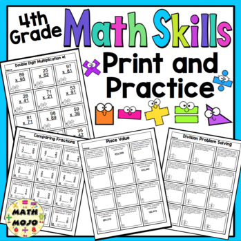 Preview of 4th Grade Math Print and Practice Fourth Grade Math Skills