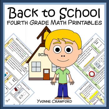 Preview of 4th Grade Math Printables - Back to School No Prep Time Saver with Answer Keys