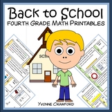 4th Grade Math Printables - Back to School No Prep Time Sa