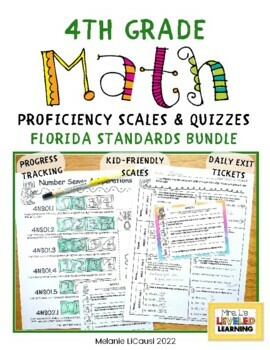 Preview of 4th Grade Math Proficiency Scales & Quiz Bundle -NSO Florida BEST Standards