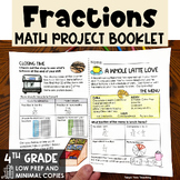 4th Grade Math Project Booklet Fractions and Decimals Math