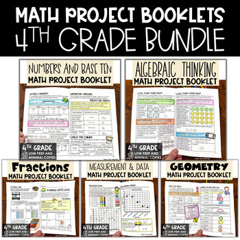 Preview of 4th Grade Math Project Booklets Bundle Math Review Math Test Prep