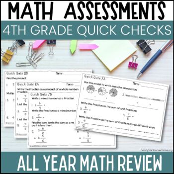 Preview of 4th Grade Math Assessments Quick Check Review Quizzes