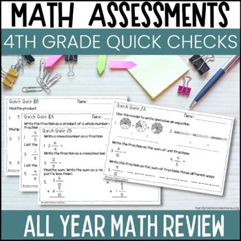 4th Grade Math Assessments Quick Check Review Quizzes by Handy Hanlon ...