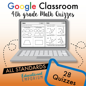 Preview of 4th Grade Math Quizzes ★ Digital, Virtual, Google, Distance Learning Assessments