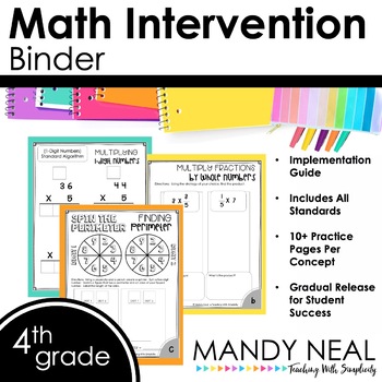 Preview of 4th Grade Math RTI Intervention Binder