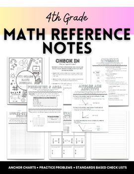 Preview of 4th Grade Math Reference Notebook w/Practice Problems, Anchor Charts
