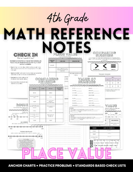 Preview of 4th Grade Math Reference Notes w/Practice Problems, Anchor Charts - PLACE VALUE