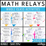 4th Grade Math Review Relay Games BUNDLE | Fun No Prep Who