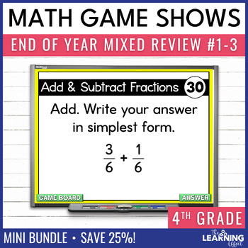 Preview of 4th Grade Math Spiral Review #1-3 Game Shows | End of Year Test Prep Activities