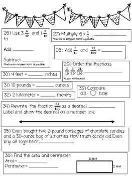 4th grade end of the year math review by grace beyond the
