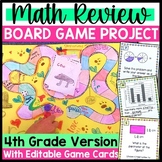 4th Grade End of Year Math Review Board Game Project | EDITABLE!
