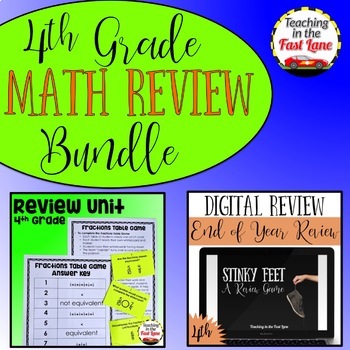 Preview of 4th Grade Math Review Bundle - Review Unit with Activities and Stinky Feet Game
