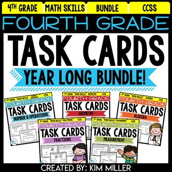 Preview of 4th Grade Math Review | Centers and Test Prep Task Cards | All Standards Bundle
