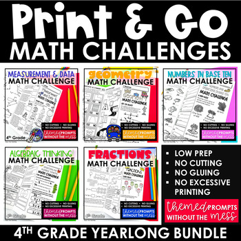 Preview of 4th Grade Math Review | Math Centers | Math Test Prep Printables BUNDLE