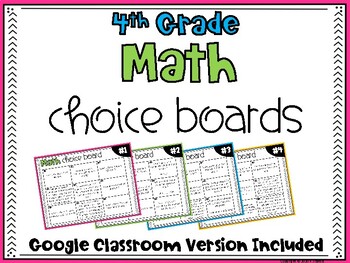 4th Grade Math Review Choice Boards {At Home Learning} | TPT