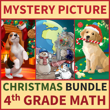 Preview of 4th Grade Math Review | Christmas Mystery Picture Bundle