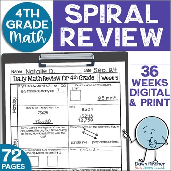Preview of 4th Grade Math Review Daily Spiral Morning Work Warm Ups Bundle Print & Google