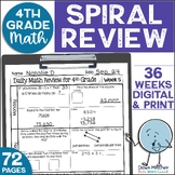 4th Grade Math Review Daily Spiral Morning Work Warm Ups B