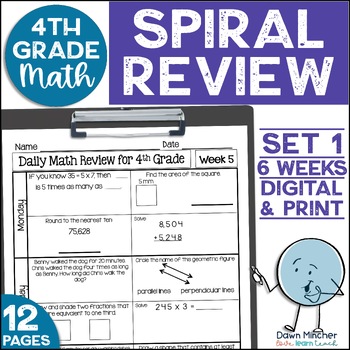 Preview of 4th Grade Daily Math Spiral: Review, Warm-Ups, Morning Work Fourth Grade Set 1