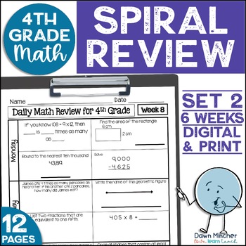 Preview of 4th Grade Math Review Daily Spiral Morning Work Warm Ups Print & Google Set 2