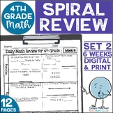 4th Grade Math Review Daily Spiral Morning Work Warm Ups P