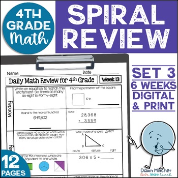 Preview of 4th Grade Math Review Daily Spiral Morning Work Warm Ups Print & Google Set 3