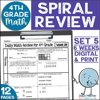 Preview of 4th Grade Math Review Daily Spiral Morning Work Warm Ups Print & Google Set 5