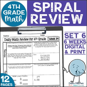 Preview of 4th Grade Math Review Daily Spiral Morning Work Warm Ups Print & Google Set 6