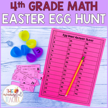 Preview of 4th Grade Math Review Easter Egg Hunt | EDITABLE